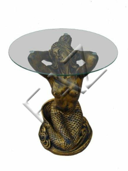Glastisch Tische Tisch Statue Figur Tisch Sofa Wohnzimmer Meerjungfrau