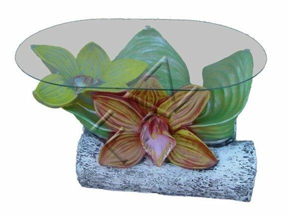 Design Tisch Blumen mit Glas Statue Skulptur Figuren Skulpturen Deko Neu
