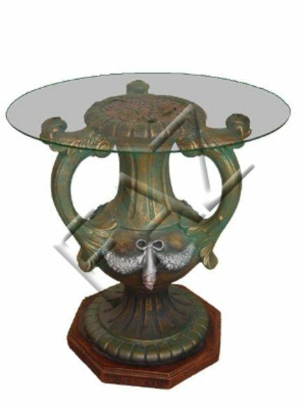 Tisch Krug Glastische Tische Rund Tisch Statue Skulptur Dekoration Statuen