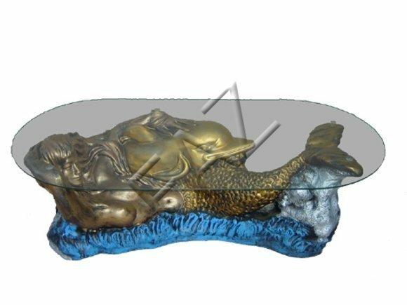 Glastisch Tische Meerjungfrau Tisch Statue Figur Tisch Beistell Sofa