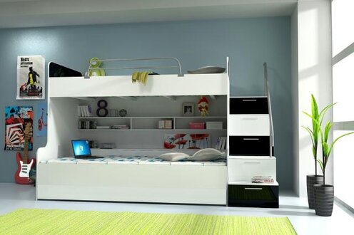 DOPPELSTOCKBETT HOCHGLANZ KINDER HOCHBETT ETAGENBETT BETT SOFORT - FARBWAHL