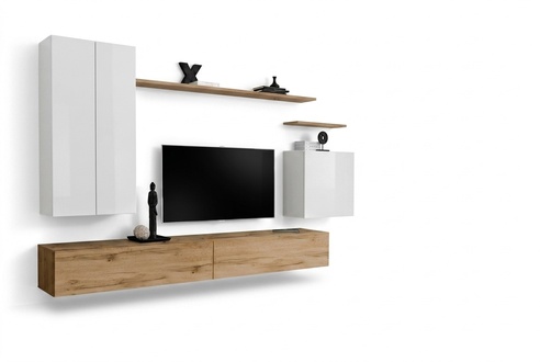 Braun Wohnwand Designer Wohnzimmer Set TV-Ständer Neu Möbel Wandschrank Neu