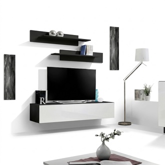 Wohnzimmer Wohnwand TV Ständer Einrichtung Wandregale Holz Möbel Neu