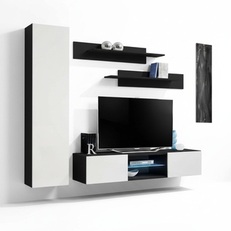 Wohnzimmer Luxus Einrichtung Set 4tlg Wohnwand Designer Möbel Hänge Vitrine Holz