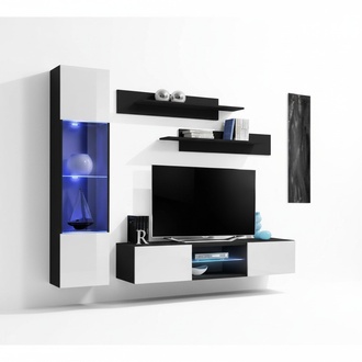 Moderne Design Wohnwand Hänge Vitrine TV-Ständer Wand Regale Luxus Wohnzimmer