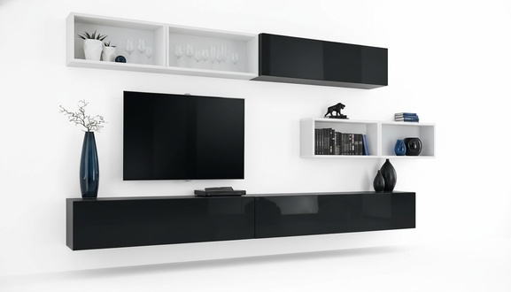 Luxus Wohnwand tv ständer TV-Ständer Lowboard Holz Wandregal Modern Möbel