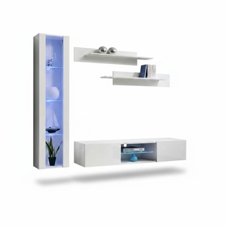 Weiß Wohnwand Wand Regale Luxus Hänge Vitrine Designer Möbel Modern Einrichtung