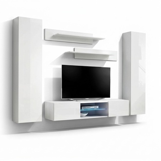 Garnitur Wohnwand Hänge Schrank Komplett Wohnzimmer Wandschrank TV-Ständer