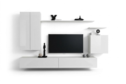 Weiß Wohnwand Design Luxus Wohnzimmermöbel Wandschrank Neu TV Ständer