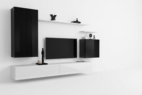 Wohnzimmermöbel Design Wohnwand Wandregal Luxus Weiß Wandschrank Neu