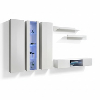 Wohnzimmer Wohnwand TV Ständer Wandschrank Einrichtung Wandregale Holz Möbel Neu