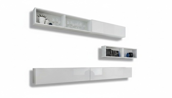 Wohnzimmer Luxus Möbel Wohnwand TV-Ständer Wandregal Holz Weiß Modern
