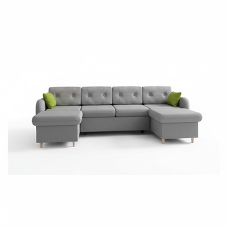 Wohnlandschaft Bettfunktion Stoff Ecksofa U-Form Couch Design Polster