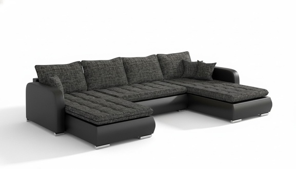 Design Ecksofa U-form Bettfunktion Couch Leder Textil Sofa Neu Wohnlandschaft
