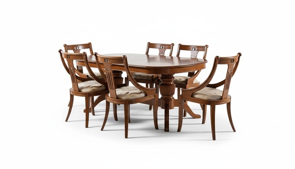 Esstisch + 4 Stühle Esszimmer Set Essgruppe Klassischer Tisch 7tlg Set Stuhl neu