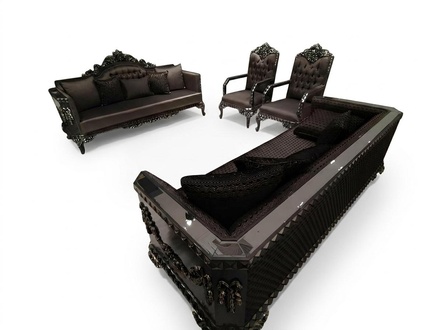 Deluxe Wohnzimmer Garnitur Sofa und Sessel Premium Sofa und sessel Braun