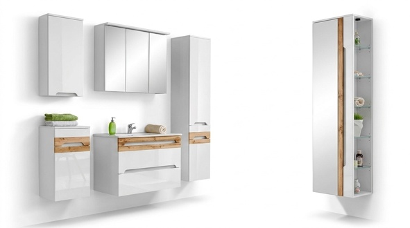 Design Badezimmer Möbel Bad 5 tlg. Set Garnitur Schrank Waschbecken