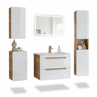 Design Badezimmer Möbel Bad Garnitur Schrank Waschbecken Beleuchtung