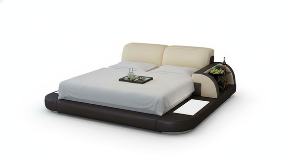 Design Bett XXL Big Betten Leder Hotel Polster 180x200 Multifunktion Regal USB