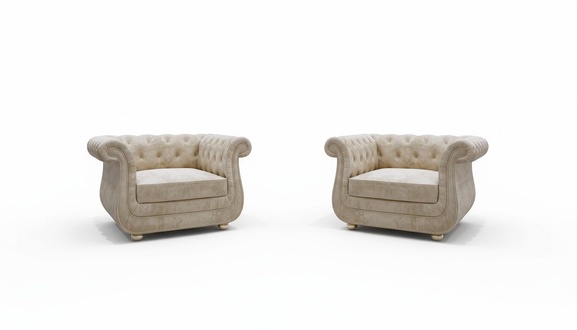 Design Chesterfield 1+1 Sofagarnitur Kunstleder Beige Couch Polster Sessel