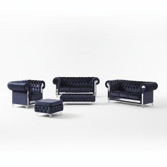 Design Chesterfield 3-2-1-Hocker-Cauchtisch Sofagarnitur Polster