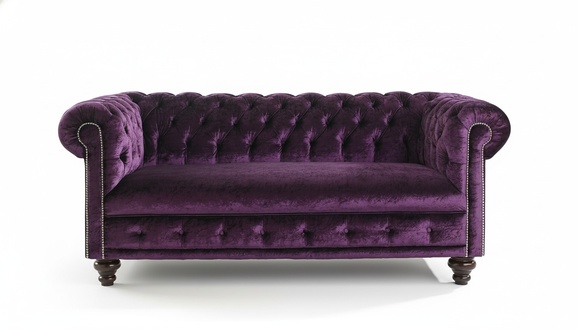 Design Chesterfield Sofagarnitur 2-Sitzer Stoff Couch Lila Polster Sofas
