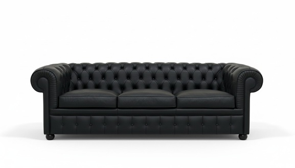 Design Chesterfield Sofagarnitur 3-Sitzer Leder Couch Schwarz Polster