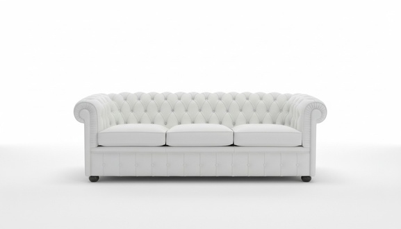 Design Chesterfield Sofagarnitur 3-Sitzer Leder Couch Weiß Polster