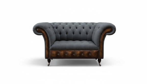 Design Chesterfield Stoff Couch Sessel 1.5 Sitzer Polster Sofas Lounge