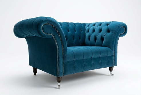 Design Chesterfield Stoff Couch Sessel 1.5 Sitzer Polster Sofas Lounge Club