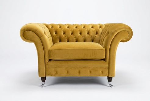 Design Chesterfield Stoff Sessel Sitzer Polster Sofas Lounge Gelb Club Couch