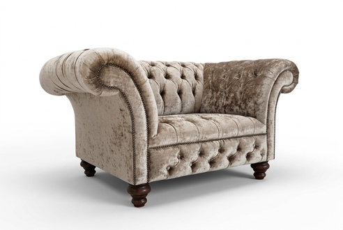 Design Chesterfield Stoff Sessel 1.5 Sitzer Polster Sofas Lounge Neu Club