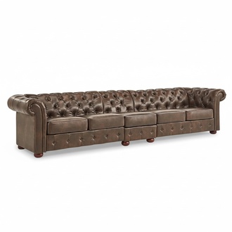 Design Chesterfield XXL Big Sofa 5-Sitzer Couch Leder Couch Polster