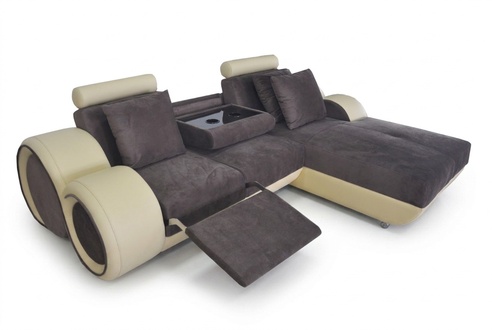 Ecksofa Design Polster Eckcouch Eckgarnitur Sofa Wohnlandschaft Couch Tisch USB