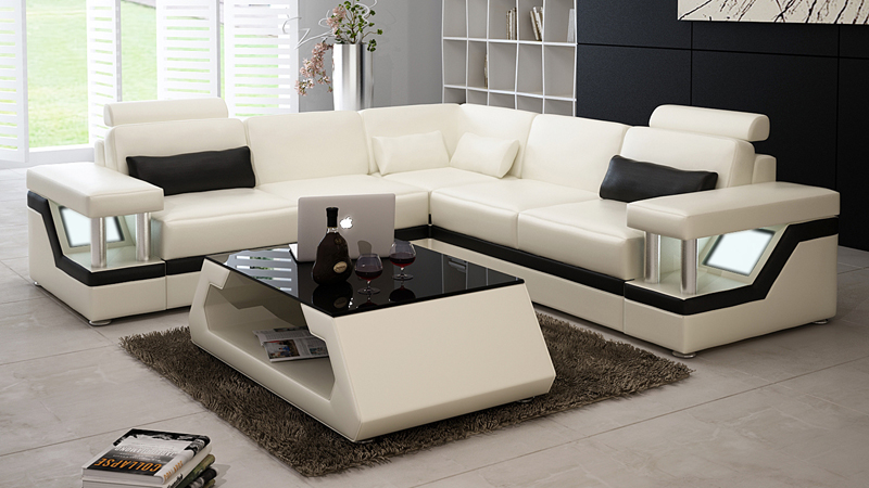 Ledersofa mit USB Wohnlandschaft Ecksofa Eck Garnitur Couch Design Sofa Sofort