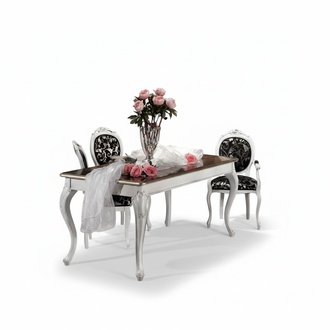 Design Esszimmer Holzmöbel 4x Stuhl weiß Tisch Essgruppe Essgarnitur Set 5tlg