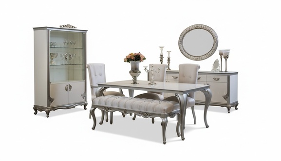 Esszimmer Set 9tlg Esstisch Stuhl Kommode Vitrine Spiegel Ess Tische Holz