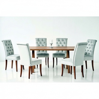 Design Esszimmer Tisch 4 Chesterfield Lehnstühle Sitz Stühle Sessel Gruppe