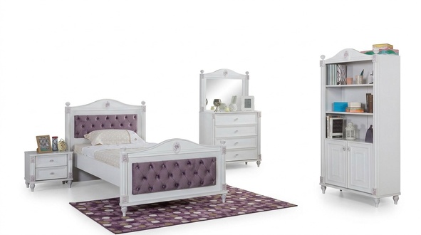 Design Jugendzimmer Set Bett Nachttische Kommode Komplett Neu 4tlg.