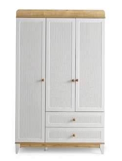 Design Kleiderschrank Holzschrank Schrank Möbel Holz Weiß Neu