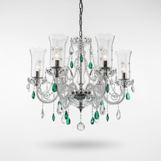 Design Kronleuchter Bohemia Decken Leuchte Blaue Kristall Lampe Lampen