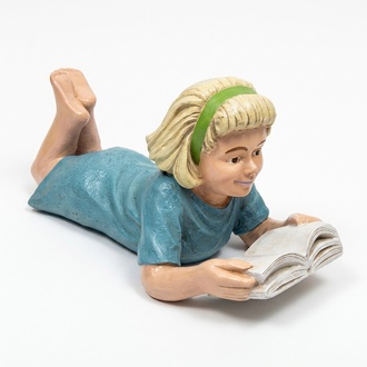 Design Mädchen mit Buch Figur Statue Skulptur Figuren Skulpturen Dekoration
