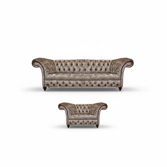 Design Möbel Luxus Sofa Couch Dreisitze Chesterfield Beige Sessel Einrichtung