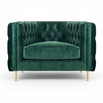 Design Möbel Sessel Grün Textil Chesterfield Sitzmöbel Polstermöbel Wohnzimmer