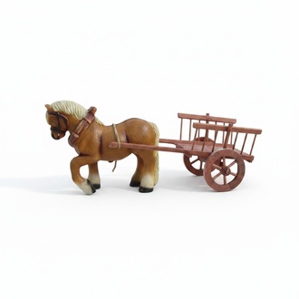 Design Pferd mit Wagen Figur Garten Statue Skulptur Figuren Skulpturen