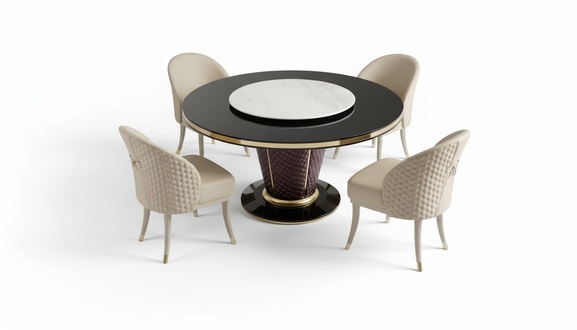 Design Rund Tisch 4x Sessel Stühle Ess Zimmer Sitz Polster Runde Tische