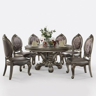 Design Rund Tisch 6x Stühle Ess Zimmer Sitz Polster Runde Tische Garnitur