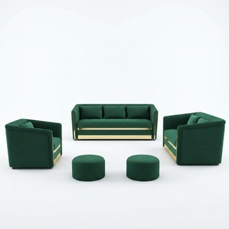 Design Samt Sofa Couch Gruppe Garnitur 3+2+1 Metall 3tlg Set Luxus Sofas Neu