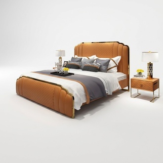 Design Schlafzimmer Lederbett 3tlg. Set 2x Nachttisch Betten Luxus Möbel