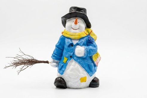 Design Schneemann in Mantel Figur Garten Statue Skulptur Figuren Skulpturen Neu